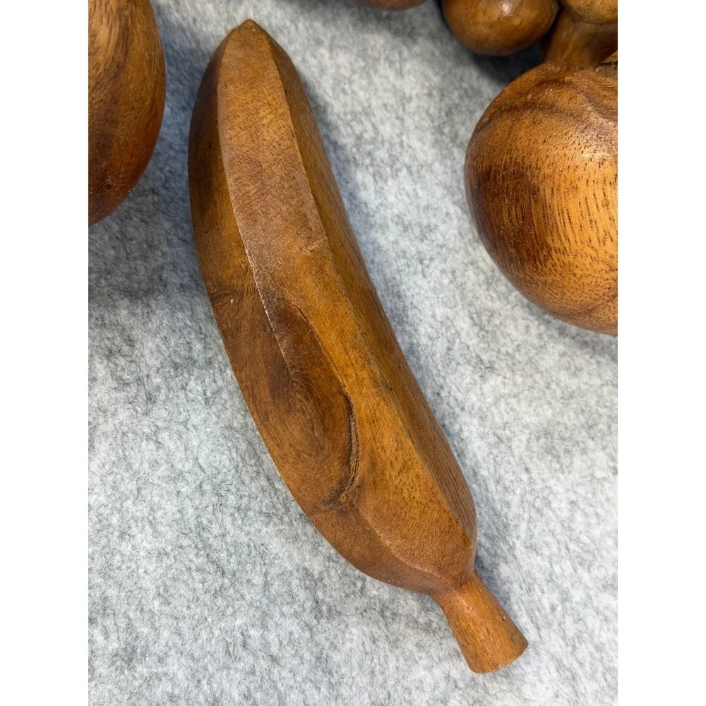 Vintage Hand Carved Assorted Wooden Fruit 9 pieces Philippines‎